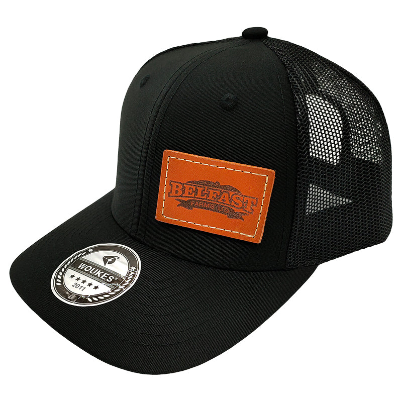 Custom Trucker Leather Patch Hat Laser Engraved Hat