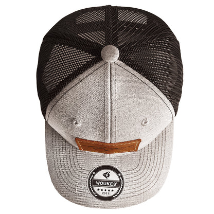 leather patch hat fishing grey