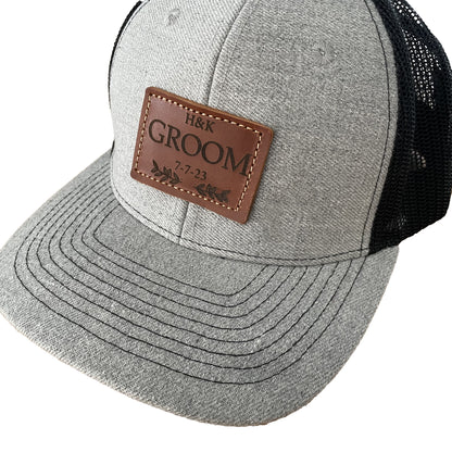 Custom Wedding Hats Trucker Style Leather Patch Hats