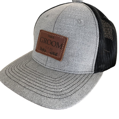 Custom Wedding Hats Trucker Style Leather Patch Hats